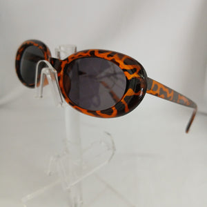 Leopard Retro Small Oval Frame Sunglasses - Daphni