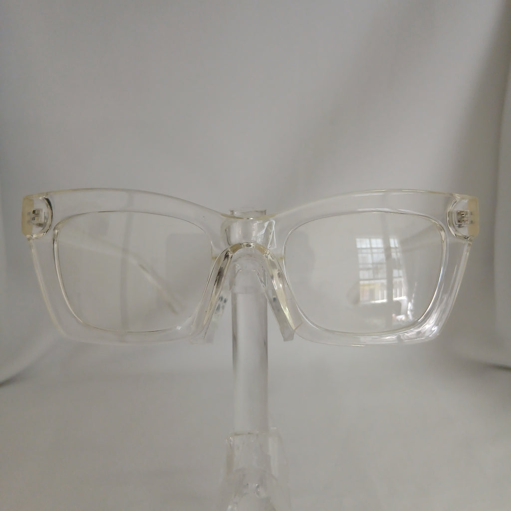 Glossy Small Thick Angled Frame Clear Glasses - Claretta