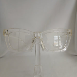 Glossy Small Thick Angled Frame Clear Glasses - Claretta