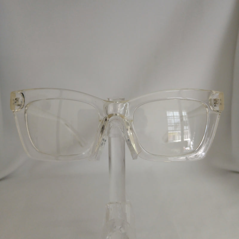 Glossy Small Thick Angled Frame Clear Glasses - Claretta