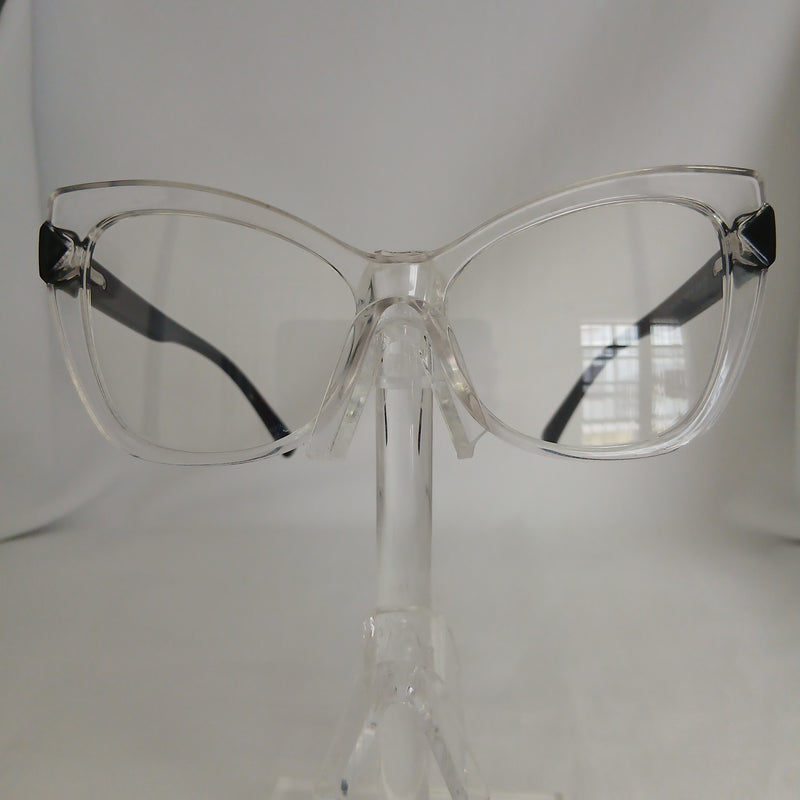 Vintage Cat Eye Frame Black Temple Clear Glasses - Elsie