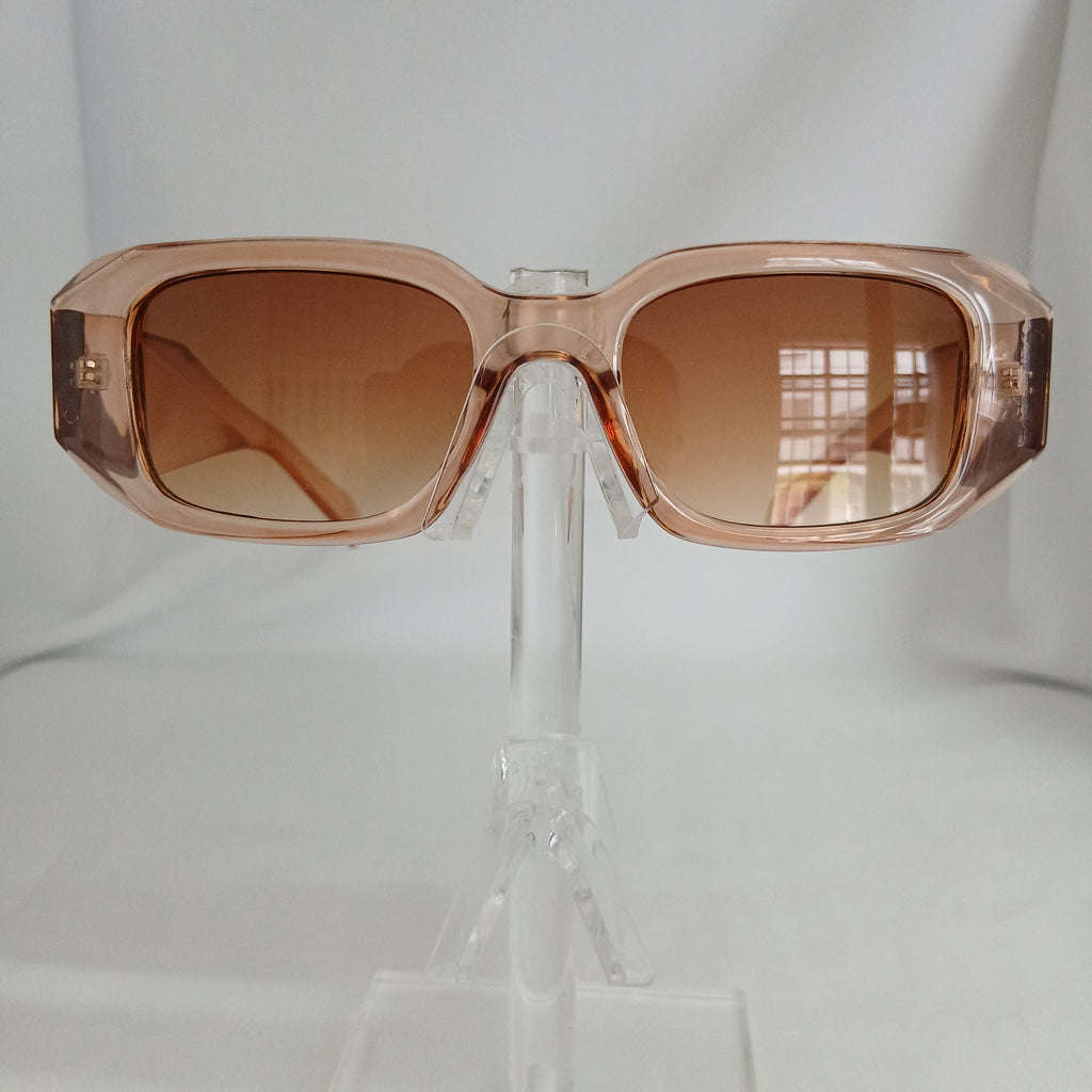 Champagne Geometric Rectangle Frame Sunglasses - Jiah