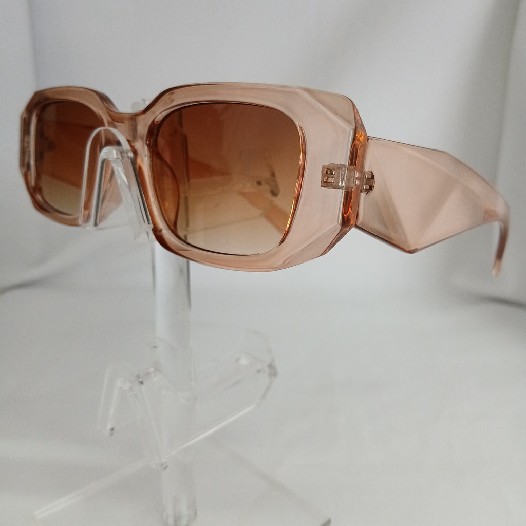 Champagne Geometric Rectangle Frame Sunglasses - Jiah