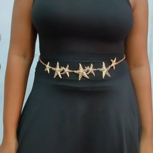 Fashion Gold Tone Starfish Adjustable Metal Chain Belt