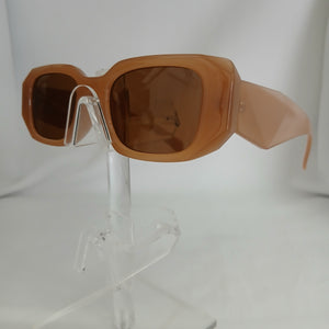 Light Brown Geometric Rectangle Frame Sunglasses - Jiah