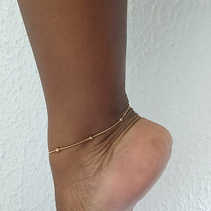 Stainless Gold Medium Satellite Bead Chain Anklet