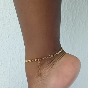 Stainless Gold Medium Figaro Chain Anklet