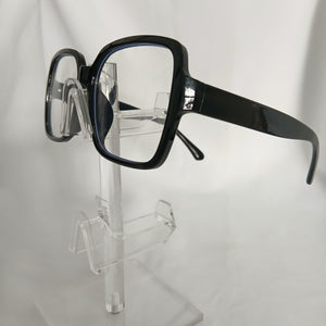 Black Retro Large Square Frame Clear Glasses - Marsey