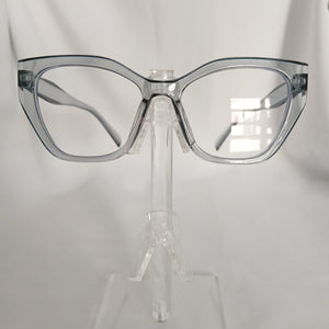 Blue Grey Glossy Angled Frame Clear Glasses - Cia