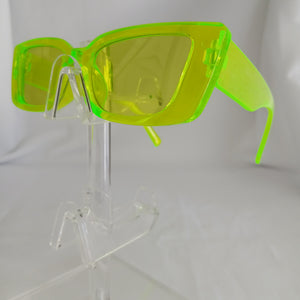Fluorescent Green Transparent Small Angled Frame Sunglasses - Ela