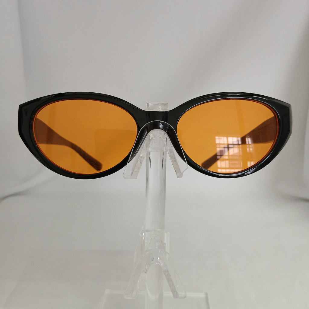 Black Retro Orange Lens Oval Frame Sunglasses - Pennie