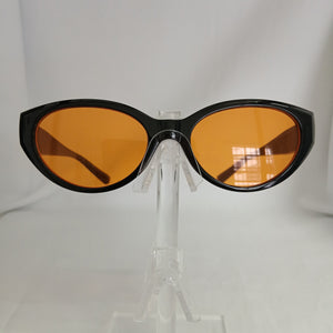 Black Retro Orange Lens Oval Frame Sunglasses - Pennie