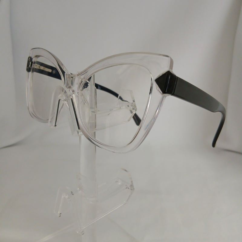 Vintage Cat Eye Frame Black Temple Clear Glasses - Elsie