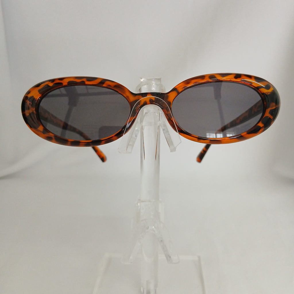 Leopard Retro Small Oval Frame Sunglasses - Daphni