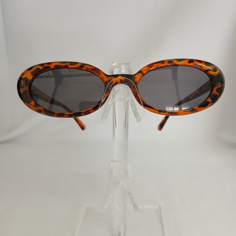 Leopard Retro Small Oval Frame Sunglasses - Daphni