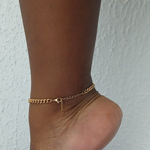 Stainless Gold Medium Curby Cuban Chain Anklet