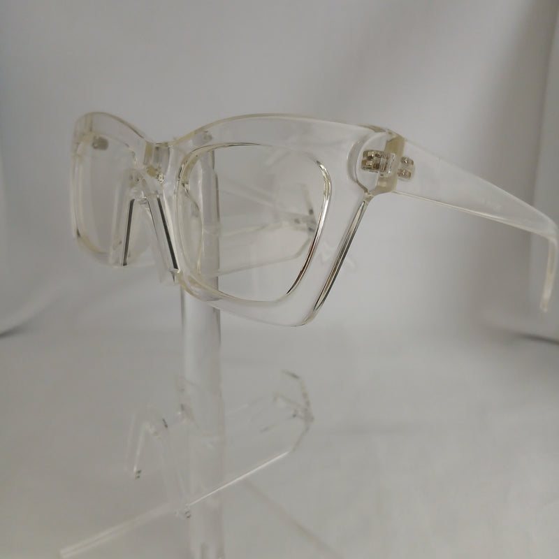 Glossy Small Thick Angled Frame Clear Glasses - Claretta