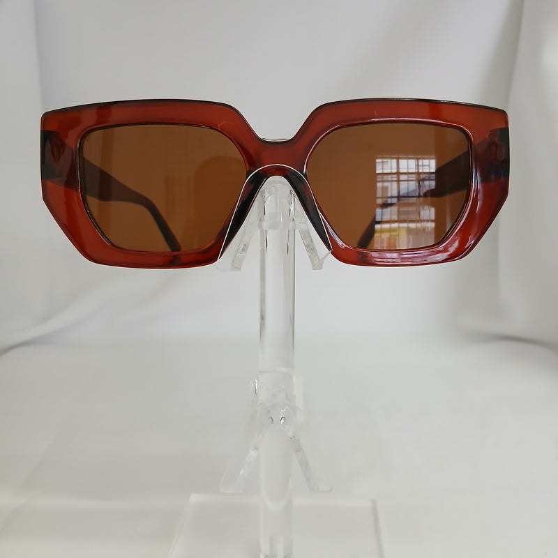 Reddish Brown Angled Frame Sunglasses - Mohna