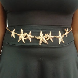 Fashion Gold Tone Starfish Adjustable Metal Chain Belt