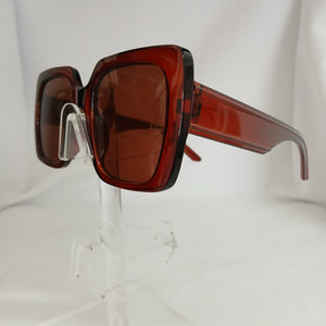 Reddish Brown Oversized Chunky Frame Sunglasses - Ruby
