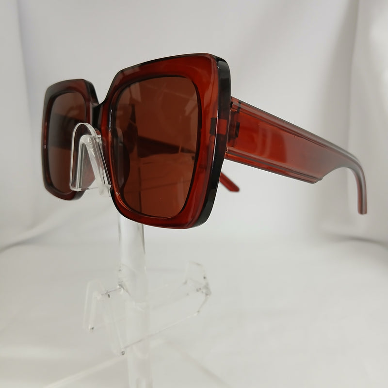 Reddish Brown Oversized Chunky Frame Sunglasses - Ruby