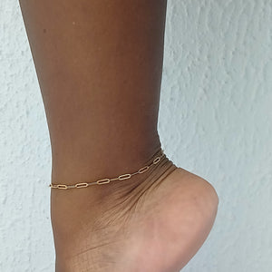 Stainless Gold Medium Paperclip Chain Anklet