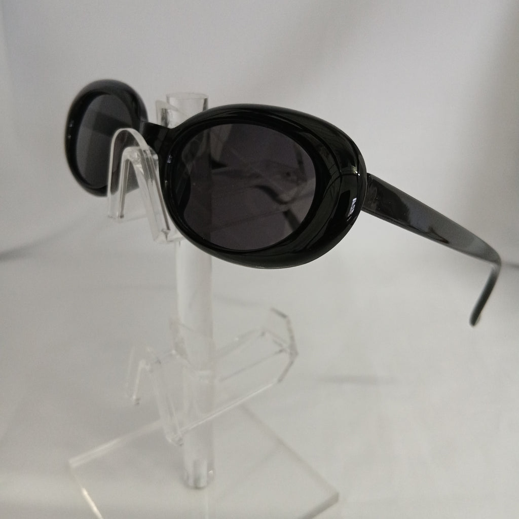 Black Retro Small Oval Frame Sunglasses - Daphni