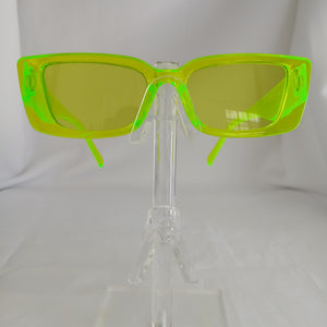 Fluorescent Green Transparent Small Angled Frame Sunglasses - Ela