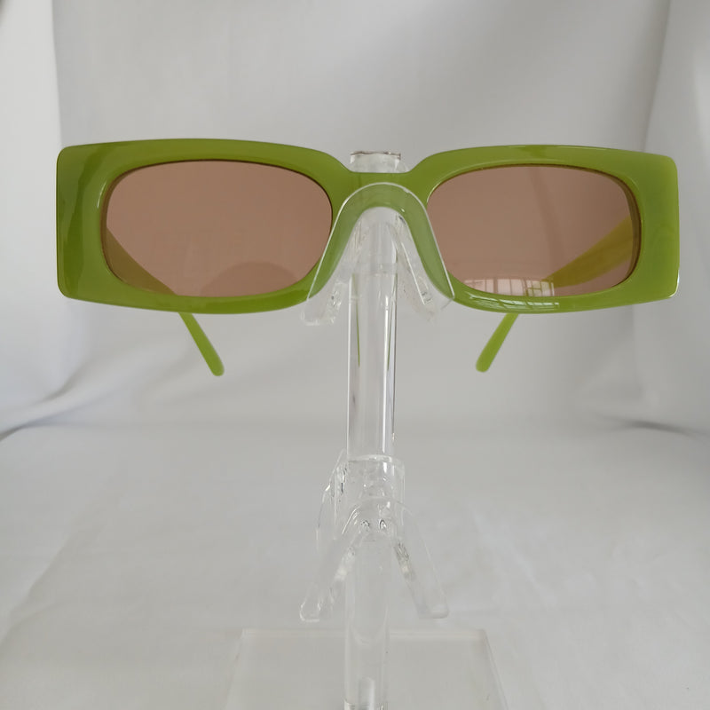 Green Small Rectangle Boxy Frame Sunglasses - Poppie