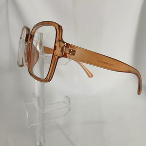 Light Brown Retro Large Square Frame Clear Glasses - Marsey