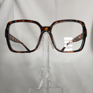 Tortoise Shell Retro Large Square Frame Clear Glasses - Marsey