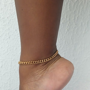 Stainless Gold Chunky Curby Cuban Chain Anklet