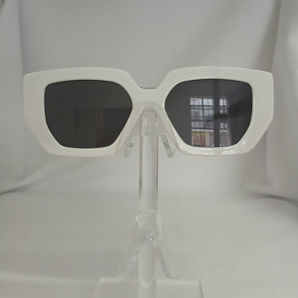 White Angled Frame Sunglasses - Mohna