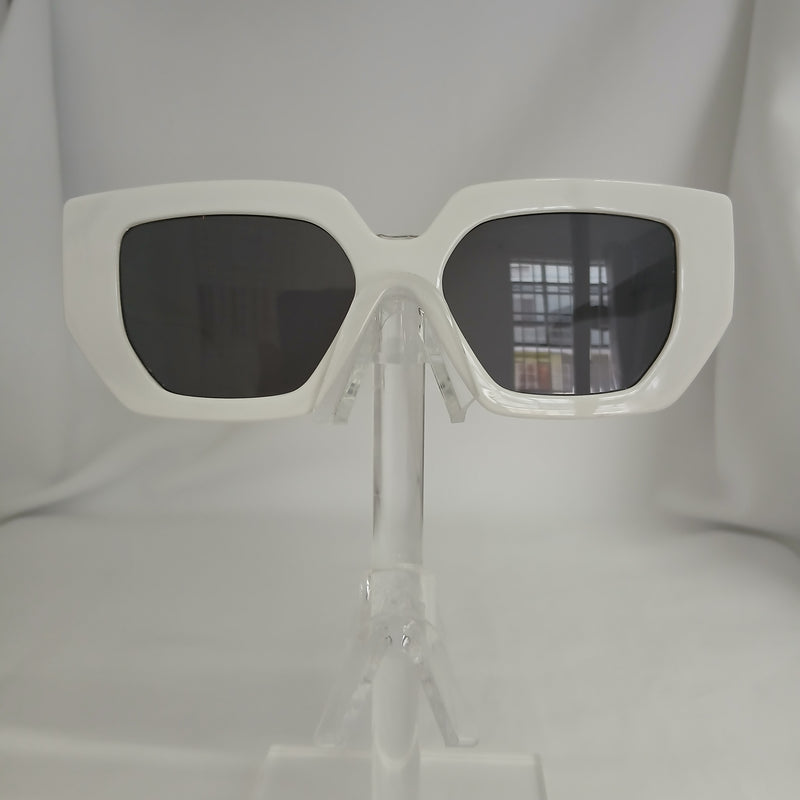 White Angled Frame Sunglasses - Mohna