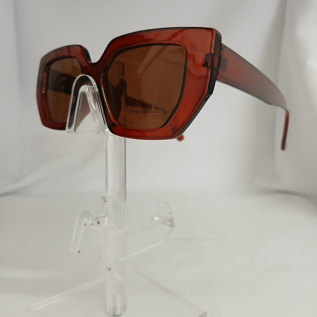 Reddish Brown Angled Frame Sunglasses - Mohna