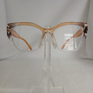 Light Leopard Glossy Angled Frame Clear Glasses - Cia