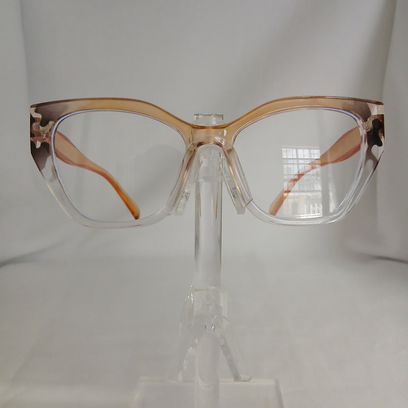 Light Leopard Glossy Angled Frame Clear Glasses - Cia