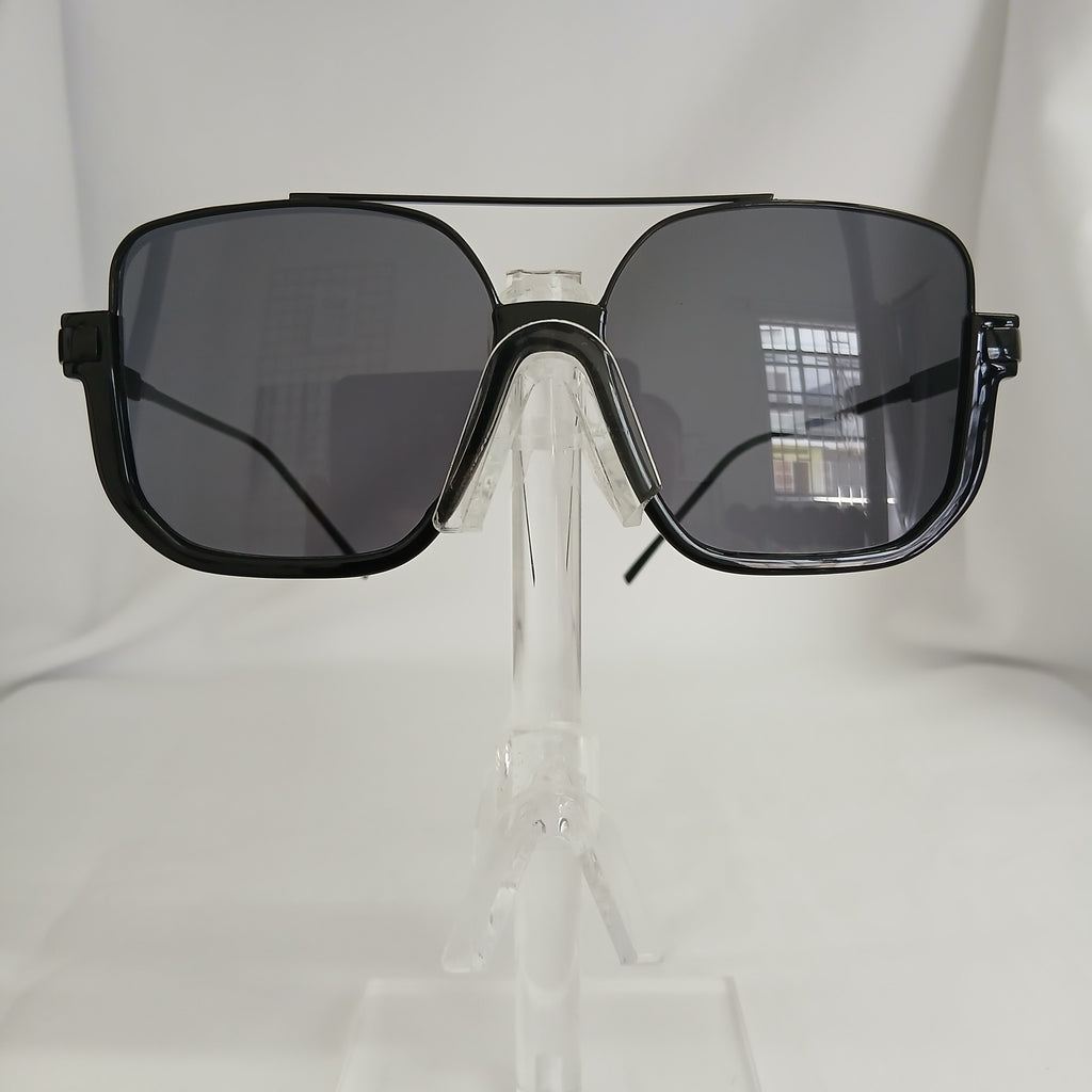 Black Large Slim Metal Aviator Frame Sunglasses - Remi
