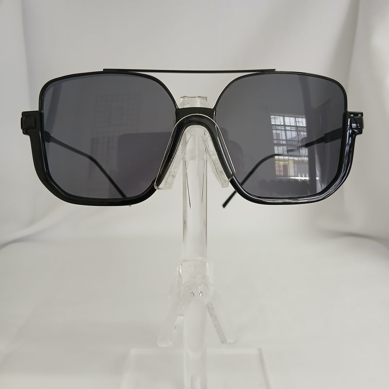 Black Large Slim Metal Aviator Frame Sunglasses - Remi