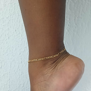 Stainless Gold Medium Figaro Chain Anklet