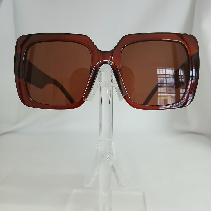 Reddish Brown Oversized Chunky Frame Sunglasses - Ruby