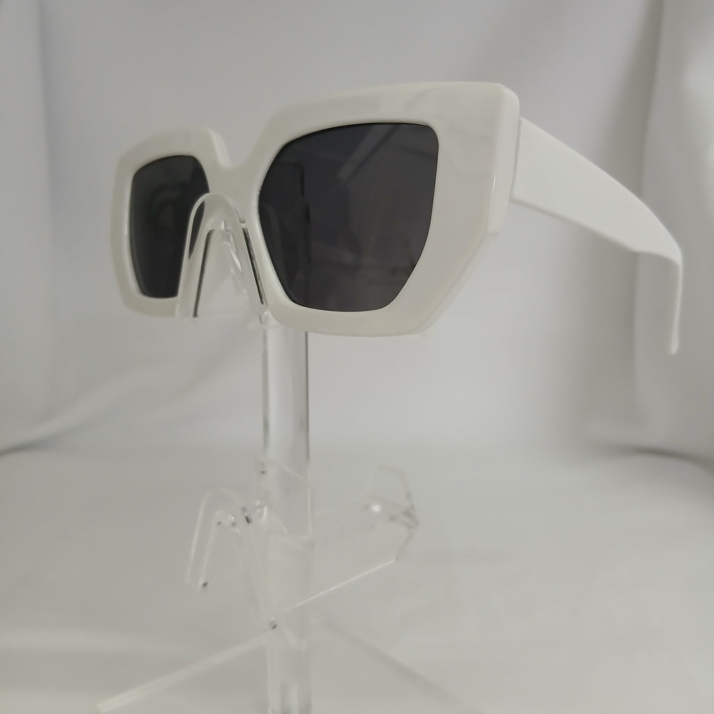 White Angled Frame Sunglasses - Mohna