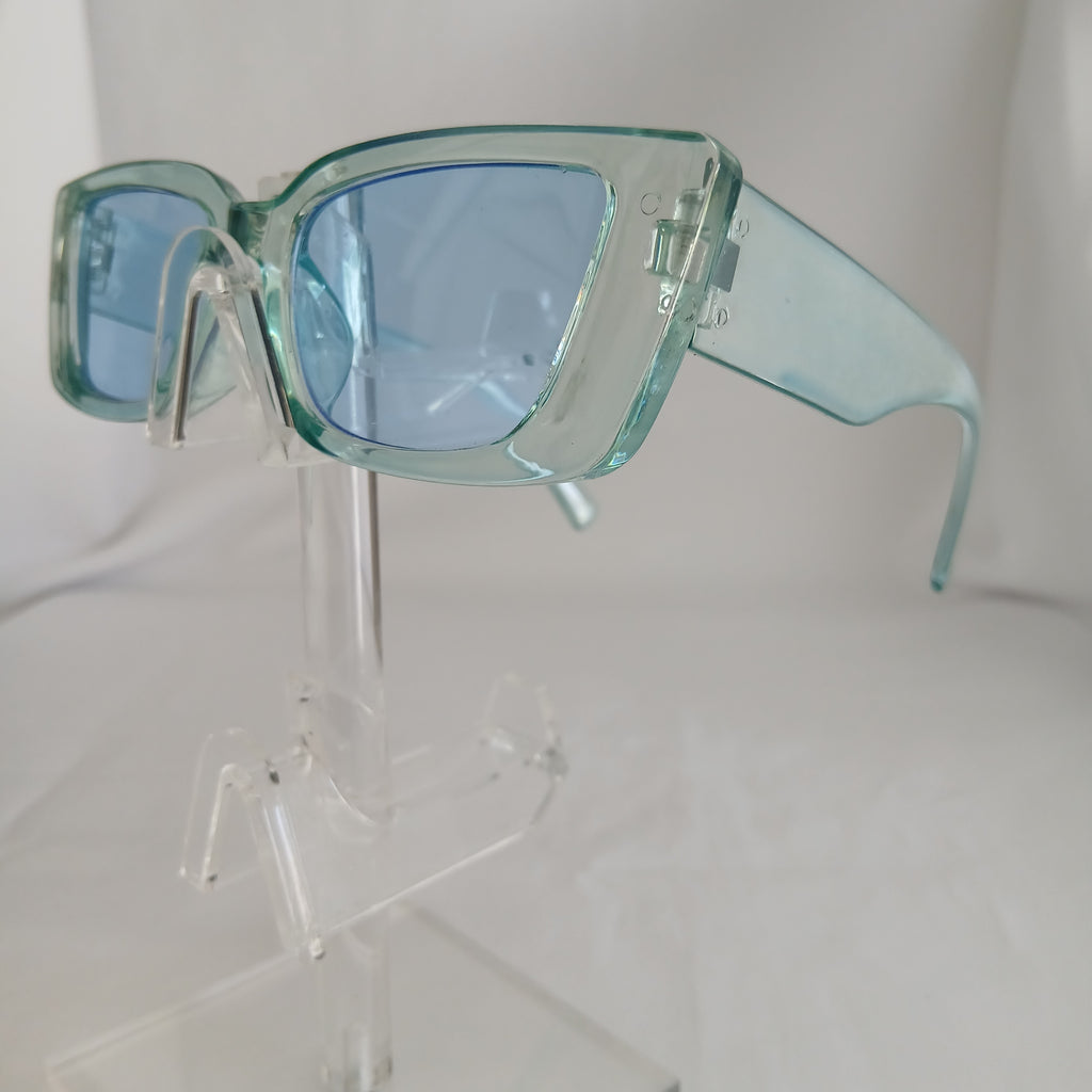 Blue Transparent Small Angled Frame Sunglasses - Ela
