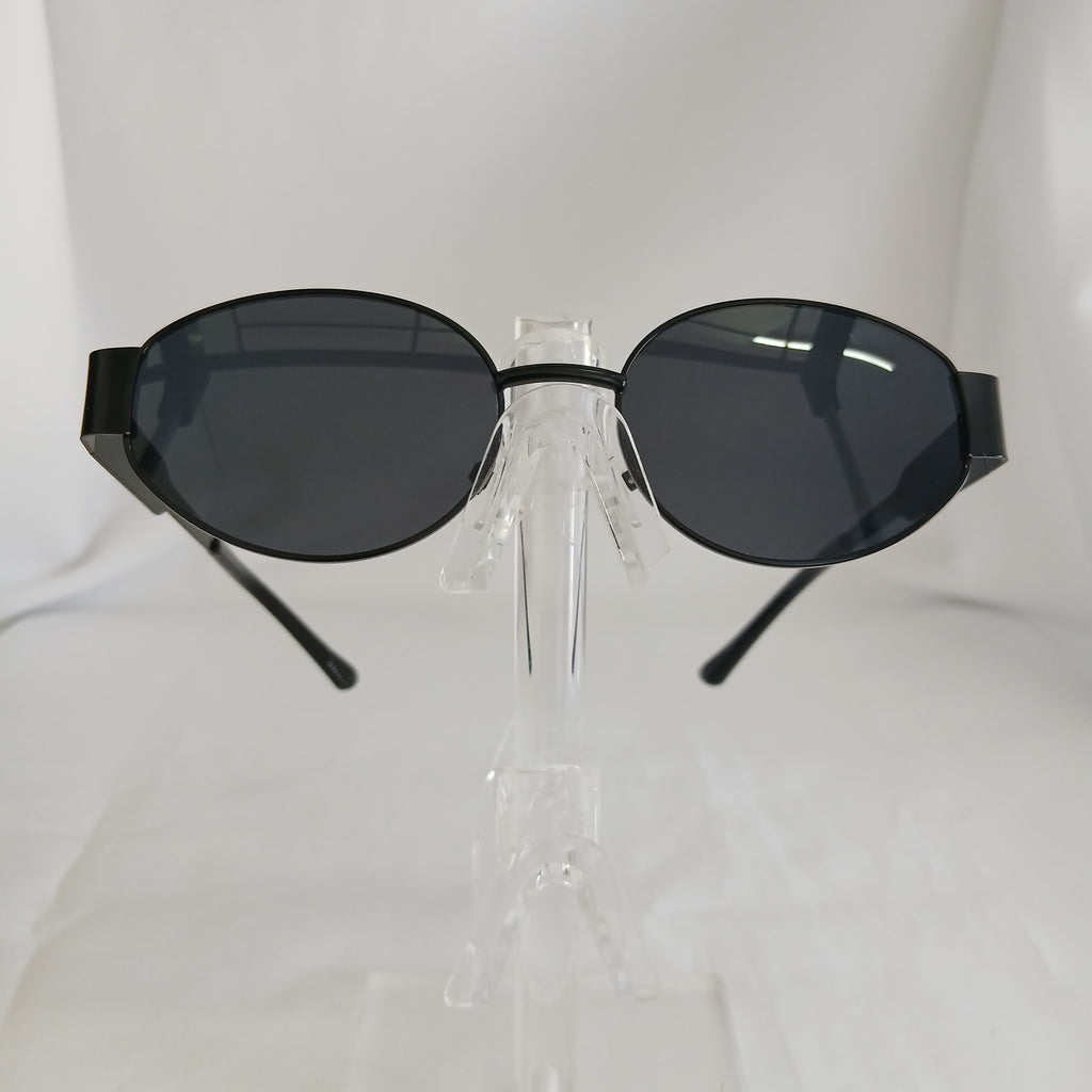 Black Vintage Metal Oval Frame Sunglasses - Rebel