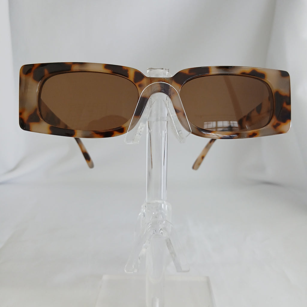 Light Leopard Small Rectangle Boxy Frame Sunglasses - Poppie