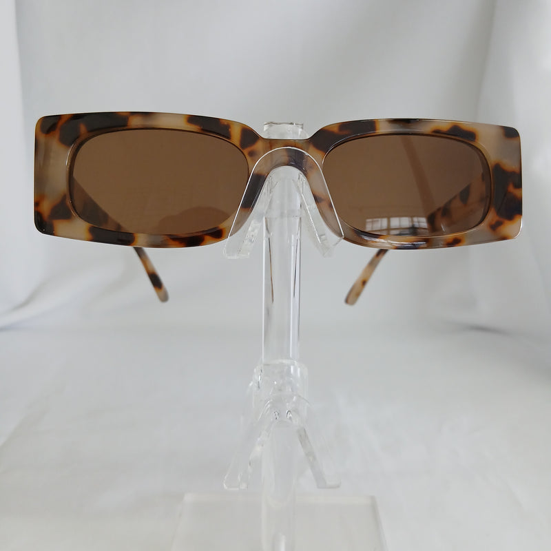 Light Leopard Small Rectangle Boxy Frame Sunglasses - Poppie