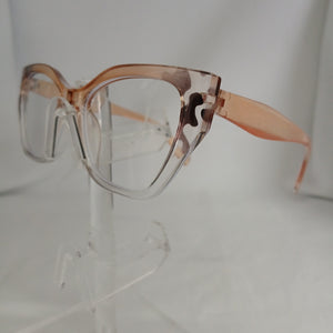 Light Leopard Glossy Angled Frame Clear Glasses - Cia