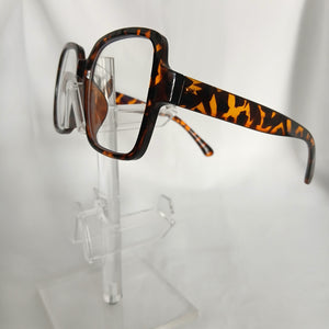 Tortoise Shell Retro Large Square Frame Clear Glasses - Marsey